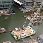 modular crane barge used in city
