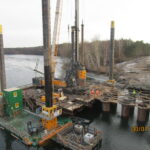 Combifloat modular jack up barge bearing spud bridge construction germany