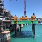 Combifloat modular C7 jack up with crane on project in Australia
