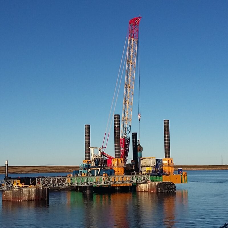 drilling piles with modular jack up barge C9