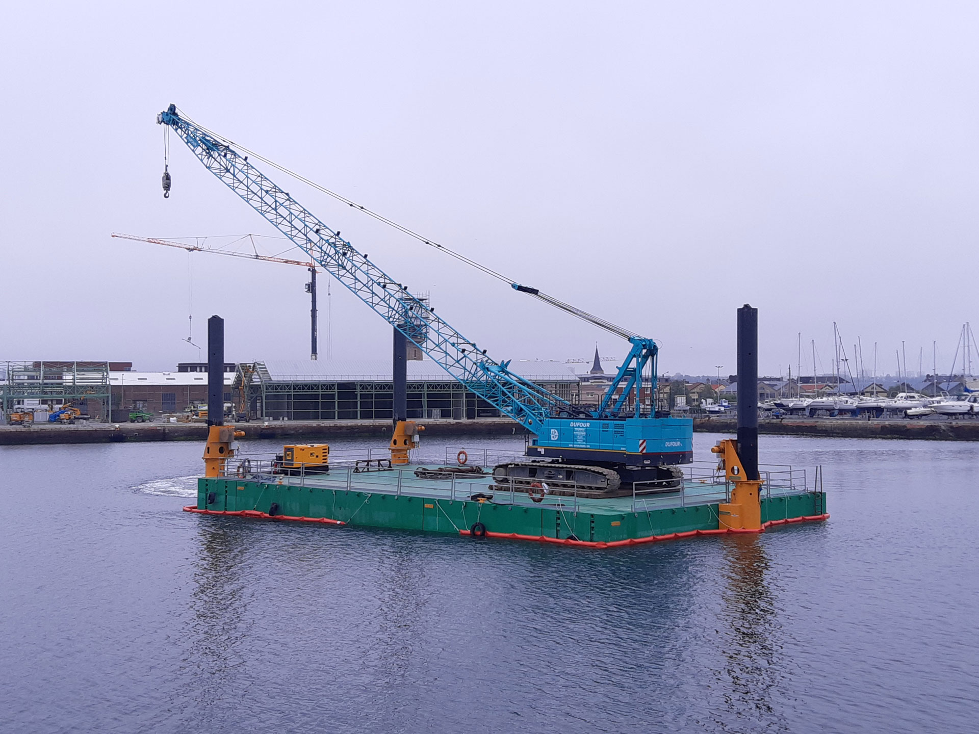 C7 holding spud barge